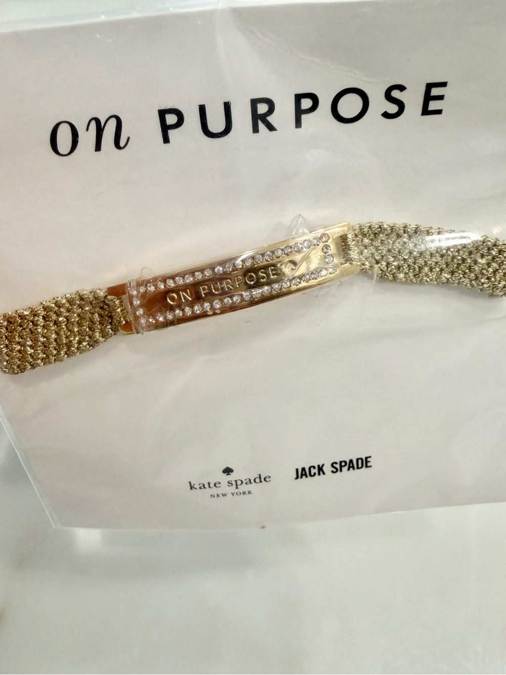 NWT Kate Spade On Purpose Gold/Mesh/Crystal Bracelet